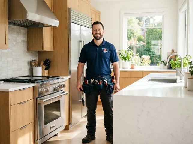 Appliance Repair Hero technician in a Anacortes, WA kitchen after an appliance repair